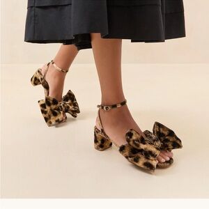 🍷Carmen Leopard Velvet Bow Sandal/Heel